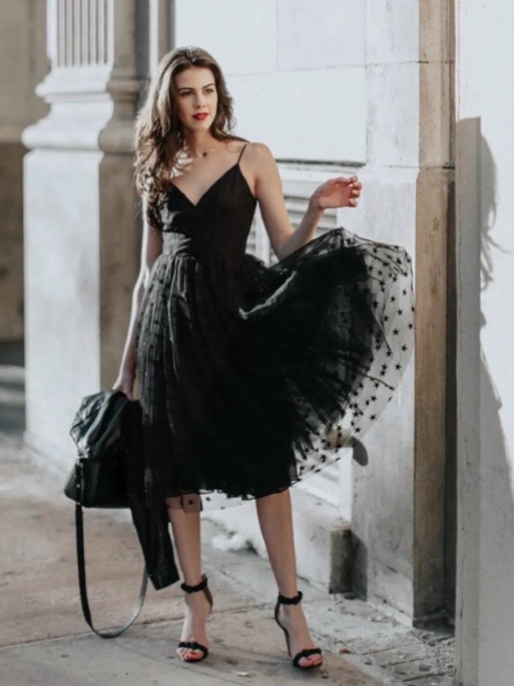 NWT J.Crew Black Embroidered Star Tulle Dress Size 6 Party Holiday Fit & Flare
